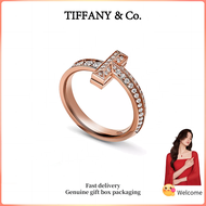 (New) Womens Fashion Ring Rose Gold T Series Narrow Diamond Ring Valentines Day holiday gifts