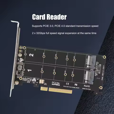 Adapter Card Adapter Card Dual M.2 NVMe SSD to PCIE X8 M Key Hard Drive Converter Reader Expansion C