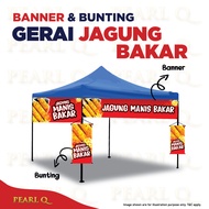 Banner Gerai Makanan Jagung Manis Bakar Bunting Streamer Kedai Pasar Malam Jagung Tongkol Bakar Jagu