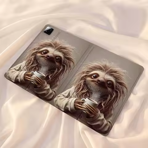 Cartoon Sloth Holding Coffee For Xiaomi Redmi Mi Pad 4 5 6 7 8 K SE Mini Pro Plus Max 10.1 11.2 inch