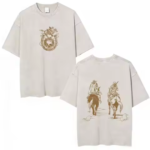 Anime Jojo Bizarre Adventure STEEL BALL RUN Manga Vintage Acid Washed T Shirt Men Women Casual Short
