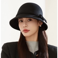 Women's Simple Elegant Bucket Hat Traveling Hat Fedora Ribbon