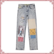 Drew Smiley Men's Trousers Bear Hailey Patch Trendy Men's Loose Hip-Hop Trousers Jeans ins Street We