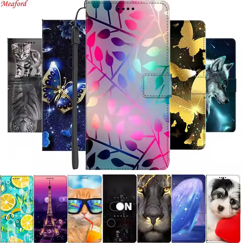 For Xiaomi Note 10 Lite Phone Case Cover Wolf Cat Magnet Leather Flip Wallet Case For Xiaomi Mi A3 1