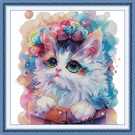 Joy Sunday Stamped Cross Stitch Ktis DMC Threads Chinese Cross Stitch Set DIY Needlework Embroidery Kit-Princess Kitty