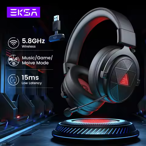 EKSA E900 X 5.8GHz Wireless Headphones 7.1 Wired Gaming Headset Gamer with ENC Mic 15ms Low Latency 