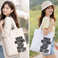 GINKO Go Left Printed Canvas Tote Bag with Zipper - Basic Form 14 inch Canvas Laptop Bag G04-M49