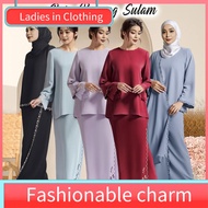 Muslim women's clothing ☃Afya Sulam Overlap Baju Kurung Moden Kedah Baju Kurung Moden Baju raya 2024 Sulaman Lace Nikah Tunang bridesmaid❈