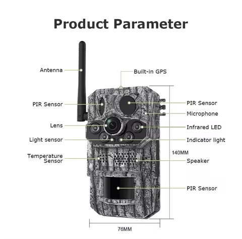 4G Solar Camera GPS Locate Black Security Outdoor IP66 Wireless 2 Way Talk Detect