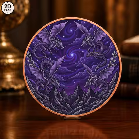 1pc 1oz .999 Fine Copper Purple Galaxy Dragon Challenge Coin UV Printed Multi Dragons Starry Sky Com