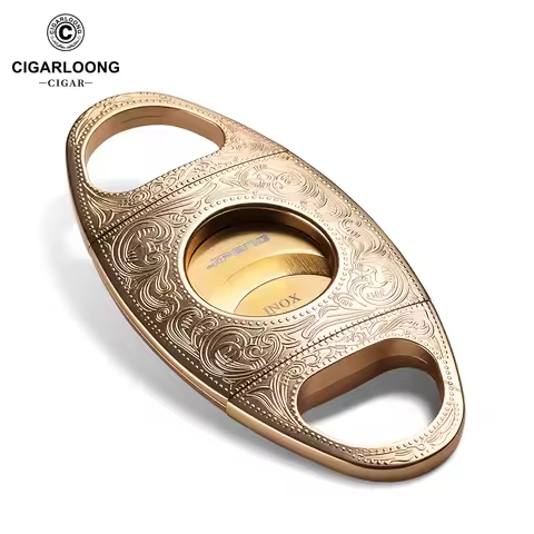 Bronze Silver Color Embossed Design Hole Dia. 24mm Metal Cigar Cutter Guillotine Cigarette Cutting T