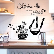 Kitchen Coffee Wall Decals Cutlery Quotes Butterfly Self-adhesive Sticker Murals