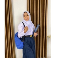 KEMEJA {WNG.14Jl22l} ALGHINA Middle School / MTS School Uniform White Top Shirt Long Sleeve Bet embr