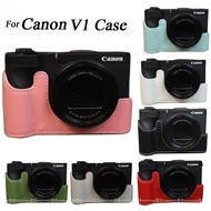 V1 Casing PU Leather Camera Case Half Body Cover for Canon V1 PowerShot V1