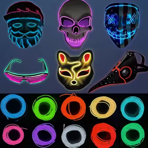 10/5/3/2/1M Glow EL Wire Neon Cable Christmas Dance Party DIY Costumes USB Switch Light Battery Voic