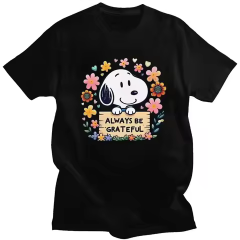 Miniso Custom Cute Cartoon Snoopy T Shirt Men Women Short Sleeve Cotton T-shirt Leisure Tee Tops Str