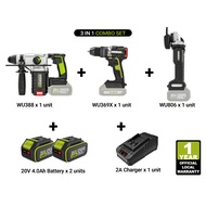 WORX W962 3PCS COMBO SET WU388 WU369X WU806 ROTARY HAMMER DRILL DRIVER ANGLE GRINDER CWH TOOLS SDN B