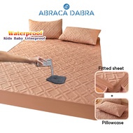 Abraca Dabra Waterproof wash Cotton Fabric Mattress Protector Fitted Bedsheet Ready Stock Bedsheet Solid Color Single Queen King Size
