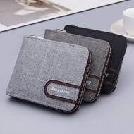 DD Store Men's Short Wallet Zipper Wallet Canvas Small Wallet  Multi-function Multi-card Card Bag Outdoor Bag Convenient