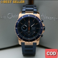 JAM TANGAN PRIA ALEXANDRE CHRISTIE AC6141MC COWOK ROSEGOLD BLUE NAVY