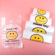 Smiley Transparent Plastic Bag Vest Bag Portable Takeaway Packing Bag Shopping Bag Convenient Bag