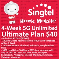 Singtel Prepaid $40 4-week 5G Ultimate Plan Unlimited / Top Up / Renew