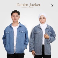 AMIABLY DENIM JEANS Jacket Jeans Plus Size Korean Style Unisex Ironless 4 Pockets Kain Selesa