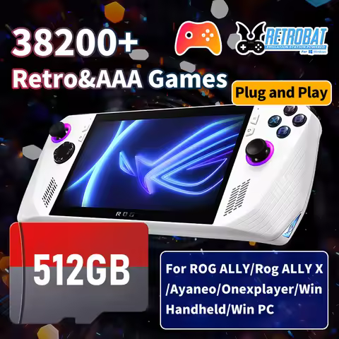 512GB SD/TF Game Card with 38200+ Retro&AAA Games for Xbox/Switch/PS3/PS2/Wii/Wiiu for ROG ALLY/ROG 