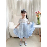 EASY1.SALES Girls Beautiful Frozen Princess Elsa Mesh Dress Birthday Gaun Baju Budak Perempuan Baju Budak Raya 2024