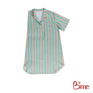 Bme ชุดนอนรูปแบบกระโปรงแขนสั้น คอปกฮาวาย รุ่น ME8604 มี 3 สี สีชมพูม่วง สีส้มเขียว สีเขียวม่วง