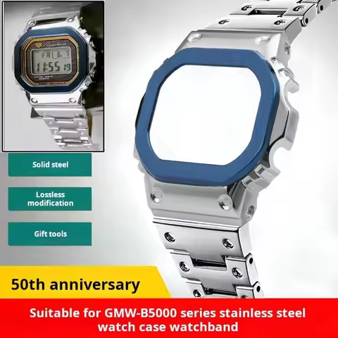 Modified Blue Stainless Steel Gmwb5000 Case For Casio Gshock Gmw-b5000 chain Solid Metal Watch Strap