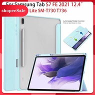 [Hot Sale] Smart Automatic Triple-Sole Acrylic Tablet Case For Samsung Galaxy Tab S7 Fe 2021 12.4inch Samsung