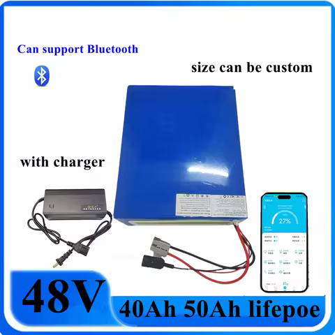 48V 50Ah Lifepo4 48v 40AH lithium battery Bluetooth BMS APP 16S for 2000w Scooter bike tricycle boat