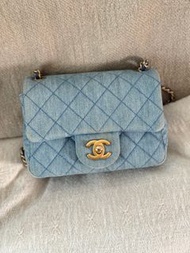 【牛仔金球】Chanel 牛仔 金球 17cm 可調節 cf classic flap 方胖子 square flap