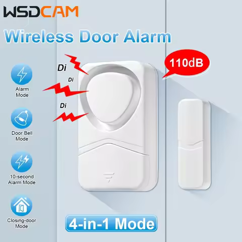 WSDCAM 4-in-1 Door Window Sensor Sound Security Alarm Door Open Closed Detectors 110dB Magnetic Sens
