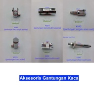K645 Gantungan Bracket Rak Ambalan Kaca Tengah Mati Jepit Kawat Sling