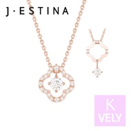 J.ESTINA CLOVIA DUELLO Necklace (JJJTNQ2BF042SR420) / 925 Sterling Silver + Rose Gold Plated + CZ Cu