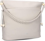 Women's Shoulder Bag Perla PE140 Shopper 12 Litre Pearl Embellishment Braided Macrame Carry Strap + 