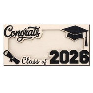 Graduation Photo Frame Smooth Surface Wood Frame Class of 2026 Graduation Money Holder Wooden Cash E