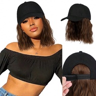 Synthetic Wig With Cap, 8 Inch Short Curly Wig, Bobcut Style, Black Color Baseball Cap, Heat Resista