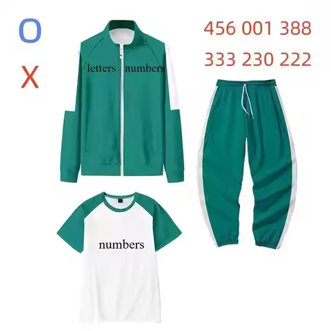 Calamari Game Cosplay Costume Green Tracksuit Outfits T-shirt Pants Jacket 001 456 230 Teenagers Swe