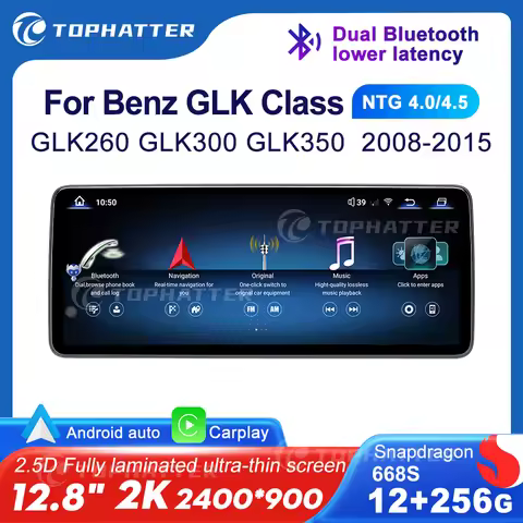 12.8" 2K For Mercedes Benz GLK class X204 GLK260 GLK300 GLK350 Car radio Wireless CarPlay Android Au