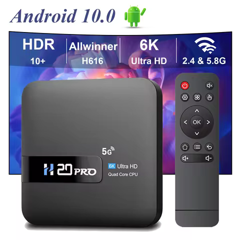 HONGTOP H20PRO Android 10 TV Box Allwinner H616 Dual Wifi Quad Core TV Box 2GB 16GB Support 4K 6K HD