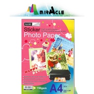 KAMI A4 Glossy Sticker Photo Paper / Kertas Print Gambar  Bergam 150gsm/12's