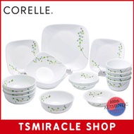Corelle Green Delight Square Plate Bowl Tableware Dinnerware Set 17P