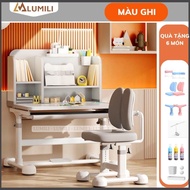Bộ bàn học cho bé Lumili R22+ bản nâng cấp bàn học chống gù size 80cm bàn học sinh nâng hạ tay quay
