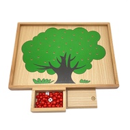 ◾ Montessori คณิตศาสตร์สื่อการสอน Montessori เด็กไม้แอปเปิ้ลต้นไม้กล่องของเล่นจำนวนจับคู่ไม้คณิตศาสตร์นับการศึกษาของเล่น