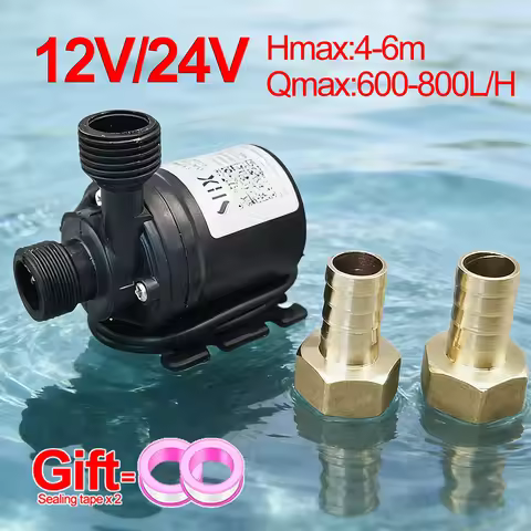 Submersible Water Pump 12V High Pressure Ultra Quiet Solar DC 24V Lift 5M 800LH Brushless Motor Wate