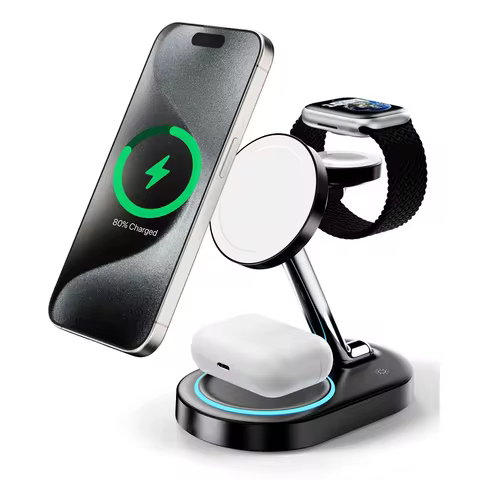 3 In 1 Magnetic Wireless Charger Stand For iPhone 17 16 15 14 13 Pro Max Apple Watch 9 8 7 Airpods I