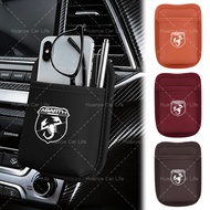 1/2pcs Car Air Vent Leather Bag Car Phone Coin Key Card Pocket for FIAT ABARTH 500 500L 124 Spider C